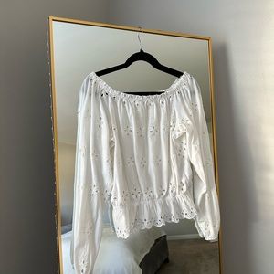 H&M White Eyelet Blouse
